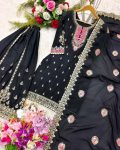 FANCY CHINON EMBROIDERY SEQUENCE WORK TOP SHARARA WITH DUPATTA PARTY WEAR WHOLESALE PRICE ETHNIC GARMENT (1)