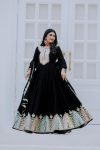 FANCY CHINON MULTI THREAD EMBROIDERY SEQUENCE WORK GOWN WITH DUPATTA PARTY WEAR WHOLESALE PRICE ETHNIC GARMENT (13)