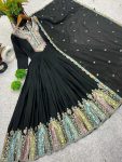 FANCY CHINON MULTI THREAD EMBROIDERY SEQUENCE WORK GOWN WITH DUPATTA PARTY WEAR WHOLESALE PRICE ETHNIC GARMENT (13)