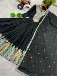 FANCY CHINON MULTI THREAD EMBROIDERY SEQUENCE WORK GOWN WITH DUPATTA PARTY WEAR WHOLESALE PRICE ETHNIC GARMENT (13)