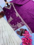 FANCY CHINON SILK EMBROIDERY SEQUENCE FANCY MOTI LATKAN BORDER WORK TOP PALAZZO WITH DUPATTA FESTIVE WEAR WHOLESALE PRICE ETHNIC GARMENT (22)