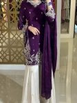 FANCY CHINON SILK EMBROIDERY SEQUENCE FANCY MOTI LATKAN BORDER WORK TOP PALAZZO WITH DUPATTA FESTIVE WEAR WHOLESALE PRICE ETHNIC GARMENT (22)