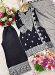 FANCY CHINON SILK EMBROIDERY SEQUENCE WORK TOP PALAZZO WITH DUPATTA PARTY WEAR WHOLESALE PRICE ETHNIC GARMENT (7)