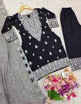 FANCY CHINON SILK EMBROIDERY SEQUENCE WORK TOP PALAZZO WITH DUPATTA PARTY WEAR WHOLESALE PRICE ETHNIC GARMENT (7)