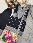 FANCY CHINON SILK EMBROIDERY SEQUENCE WORK TOP PALAZZO WITH DUPATTA PARTY WEAR WHOLESALE PRICE ETHNIC GARMENT (7)