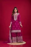 FANCY CHINON SILK EMBROIDERY SEQUENCE WORK TOP SHARARA WITH DUPATTA FESTIVE WEAR WHOLESALE PRICE ETHNIC GARMENT (11)