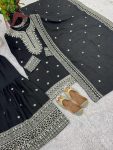 FANCY CHINON SILK EMBROIDERY SEQUENCE WORK TOP SHARARA WITH DUPATTA FESTIVE WEAR WHOLESALE PRICE ETHNIC GARMENT (9)