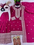 FANCY CHINON SILK EMBROIDERY SEQUENCE WORK TOP SHARARA WITH DUPATTA FESTIVE WEAR WHOLESALE PRICE ETHNIC GARMENT (11)