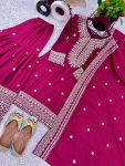 FANCY CHINON SILK EMBROIDERY SEQUENCE WORK TOP SHARARA WITH DUPATTA FESTIVE WEAR WHOLESALE PRICE ETHNIC GARMENT (11)