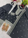 FANCY CHINON SILK EMBROIDERY SEQUENCE WORK TOP SHARARA WITH DUPATTA FESTIVE WEAR WHOLESALE PRICE ETHNIC GARMENT (9)