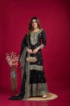 FANCY CHINON SILK EMBROIDERY SEQUENCE WORK TOP SHARARA WITH DUPATTA FESTIVE WEAR WHOLESALE PRICE ETHNIC GARMENT (9)