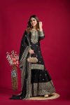 FANCY CHINON SILK EMBROIDERY SEQUENCE WORK TOP SHARARA WITH DUPATTA FESTIVE WEAR WHOLESALE PRICE ETHNIC GARMENT (9)