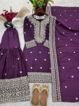 FANCY CHINON SILK EMBROIDERY SEQUENCE WORK TOP SHARARA WITH DUPATTA PARTY WEAR WHOLESALE PRICE ETHNIC GARMENT (5)