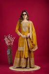 FANCY CHINON SILK EMBROIDERY SEQUENCE WORK TOP SHARARA WITH DUPATTA PARTY WEAR WHOLESALE PRICE ETHNIC GARMENT (12)