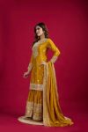 FANCY CHINON SILK EMBROIDERY SEQUENCE WORK TOP SHARARA WITH DUPATTA PARTY WEAR WHOLESALE PRICE ETHNIC GARMENT (12)