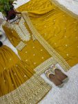 FANCY CHINON SILK EMBROIDERY SEQUENCE WORK TOP SHARARA WITH DUPATTA PARTY WEAR WHOLESALE PRICE ETHNIC GARMENT (12)