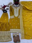FANCY CHINON SILK EMBROIDERY SEQUENCE WORK TOP SHARARA WITH DUPATTA PARTY WEAR WHOLESALE PRICE ETHNIC GARMENT (12)