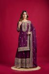 FANCY CHINON SILK EMBROIDERY SEQUENCE WORK TOP SHARARA WITH DUPATTA PARTY WEAR WHOLESALE PRICE ETHNIC GARMENT (5)