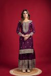 FANCY CHINON SILK EMBROIDERY SEQUENCE WORK TOP SHARARA WITH DUPATTA PARTY WEAR WHOLESALE PRICE ETHNIC GARMENT (5)
