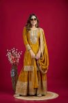 FANCY CHINON SILK EMBROIDERY SEQUENCE WORK TOP SHARARA WITH DUPATTA PARTY WEAR WHOLESALE PRICE ETHNIC GARMENT (12)