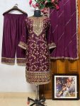 FANCY CHINON SILK SEQUENCE EMBROIDERY WORK TOP PALAZZO WITH DUPATTA PARTY WEAR WHOLESALE PRICE ETHNIC GARMENT (6)
