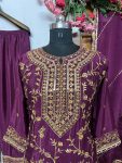 FANCY CHINON SILK SEQUENCE EMBROIDERY WORK TOP PALAZZO WITH DUPATTA PARTY WEAR WHOLESALE PRICE ETHNIC GARMENT (6)