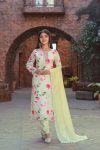 FANCY COTTON FLORAL PRINTED EMBROIDERY WORK TOP BOTTOM WITH DUPATTA MINT