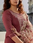FANCY COTTON SILK EMBROIDREY WORK TOP BOTTOM WITH DUPATTA PARTY WEAR WHOLESALE PRICE ETHNIC GARMENT (3)