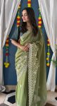 FANCY CRUNCHY SILK SEQUENCE EMBROIDERY WORK SAREE WITH UNSTITCHED BLOUSE PARTY WEAR WHOLESALE PRICE ETHNIC GARMENT (3)