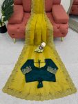 FANCY CRUNCHY SILK THREAD SEQUENCE WORK SAREE WITH UNSTITCHED BLOUSE PARTY WEAR WHOLESALE PRICE ETHNIC GARMENT (7)