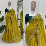FANCY CRUNCHY SILK THREAD SEQUENCE WORK SAREE WITH UNSTITCHED BLOUSE PARTY WEAR WHOLESALE PRICE ETHNIC GARMENT (7)