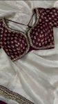 FANCY CRUNCHY SILK THREAD SEQUENCE WORK SAREE WITH UNSTKITCHED BLOUSE PARTY WEAR WHOLESALE PRICE ETHNIC GARMENT (6)