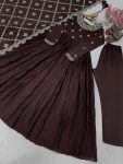 FANCY CRUSH CHINON SILK EMBROIDERY WORK GOWN BOTTOM WITH DUPATTA PARTY WEAR WHOLESALE PRICE ETHNIC GARMENT (8)