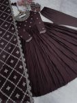 FANCY CRUSH CHINON SILK EMBROIDERY WORK GOWN BOTTOM WITH DUPATTA PARTY WEAR WHOLESALE PRICE ETHNIC GARMENT (8)