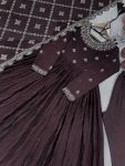 FANCY CRUSH CHINON SILK EMBROIDERY WORK GOWN BOTTOM WITH DUPATTA PARTY WEAR WHOLESALE PRICE ETHNIC GARMENT (8)