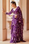 FANCY GEORGETTE DIGITAL PRINTED RUFFLE WORK LEHENGA SAREE WITH STITCHED BLOUSE AND BELT PARTY WEAR WHOLESALE PRICE ETHNIC GARMENT (3)