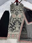 FANCY GEORGETTE EMBROIDERY DIAMOND HAND WORK TOP PALAZZO WITH DUPATTA PARTY WEAR WHOLESALE PRICE ETHNIC GARMENT (6)