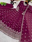FANCY GEORGETTE EMBROIDERY SEQUENCE GOWN BOTTOM WITH DUPATTA PARTY WEAR WHOLESALE PRICE ETHNIC GARMENT (10)