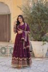 FANCY GEORGETTE EMBROIDERY SEQUENCE GOWN BOTTOM WITH DUPATTA PARTY WEAR WHOLESALE PRICE ETHNIC GARMENT (10)