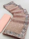 FANCY GEORGETTE EMBROIDERY SEQUENCE LACE WORK SAREE WITH UNSTITCHED BLOUSE PARTY WEAR WHOLESALE PRICE ETHNIC GARMENT (3)