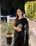 FANCY GEORGETTE EMBROIDERY SEQUENCE LACE WORK SAREE WITH USNTITCHED BLOUSE PARTY WEAR WHOLESALE PRICE ETHNIC GARMENT (3)