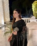 FANCY GEORGETTE EMBROIDERY SEQUENCE LACE WORK SAREE WITH USNTITCHED BLOUSE PARTY WEAR WHOLESALE PRICE ETHNIC GARMENT (3)