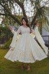 FANCY GEORGETTE EMBROIDERY SEQUENCE LATKAN WORK GOWN BOTTOM WITH DUPATTA PARTY WEAR WHOLESALE PRICE ETHNIC GARMENT (6)