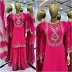 FANCY GEORGETTE EMBROIDERY SEQUENCE WORK TOP PALAZZO WITH DUPATTA PARTY WEAR WHOLESALE PRICE ETHNIC GARMENT (3)