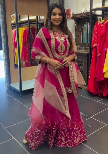 FANCY GEORGETTE EMBROIDERY SEQUENCE WORK TOP PALAZZO WITH DUPATTA RANI