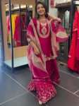 FANCY GEORGETTE EMBROIDERY SEQUENCE WORK TOP PALAZZO WITH DUPATTA PARTY WEAR WHOLESALE PRICE ETHNIC GARMENT (3)