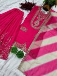 FANCY GEORGETTE EMBROIDERY SEQUENCE WORK TOP PALAZZO WITH DUPATTA PARTY WEAR WHOLESALE PRICE ETHNIC GARMENT (3)