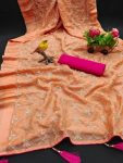 FANCY GEORGETTE EMBROIDERY THREAD SEQUENCE WORK SAREE WITH UNSTITCHED BLOUSE PARTY WEAR WHOLESALE PRICE ETHNIC GARMENT (9)