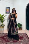 FANCY GEORGETTE EMBROIDERY WORK TOP LEHENGA WITH LACE WORK DUPATTA BLACK