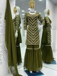 FANCY GEORGETTE EMBROIDREY SEQUENCE WORK TOP SHARARA WITH DUPATTA PARTY WEAR WHOLESALE PRICE ETHNIC GARMENT (9)